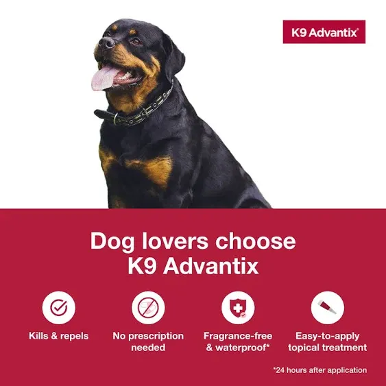 K9 Advantix Flea, Tick & Mosquito Prevention for Medium Dogs 11-20 lbs, 2-Monthly Treatments