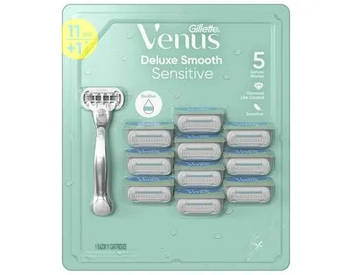 Gillette Venus Deluxe Smooth Razor, Sensitive, 11 ct