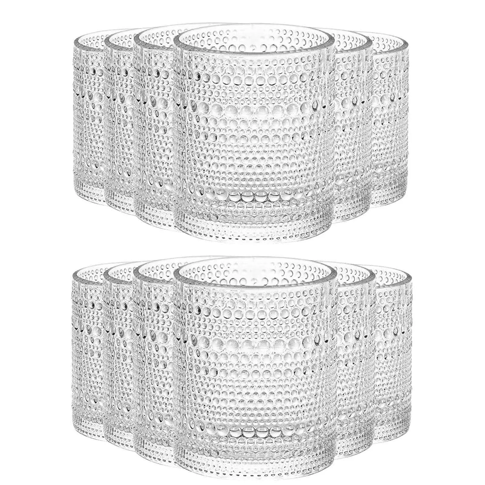 Bandesun Romantic Water Glasses, 12 oz Hobnail Drinking Glasses Set 12, 12 pcs