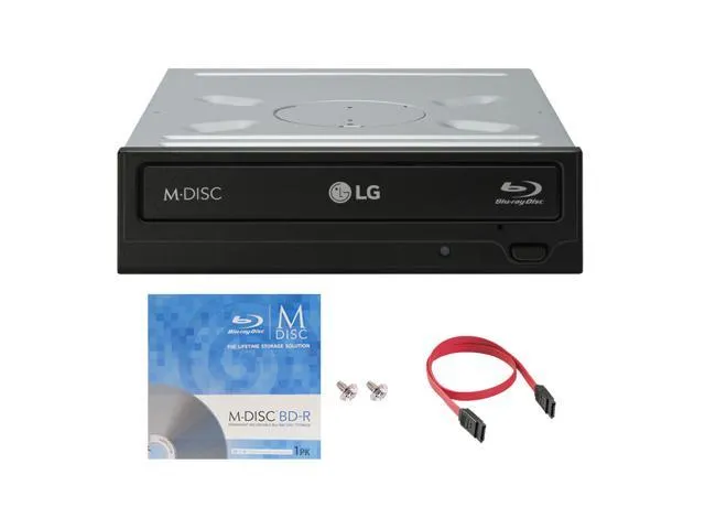 LG WH16NS40 16X Blu-ray BDXL DVD CD Internal Burner Drive Bundle with Free 25GB M-DISC BD + SATA Cable + Mounting Screws