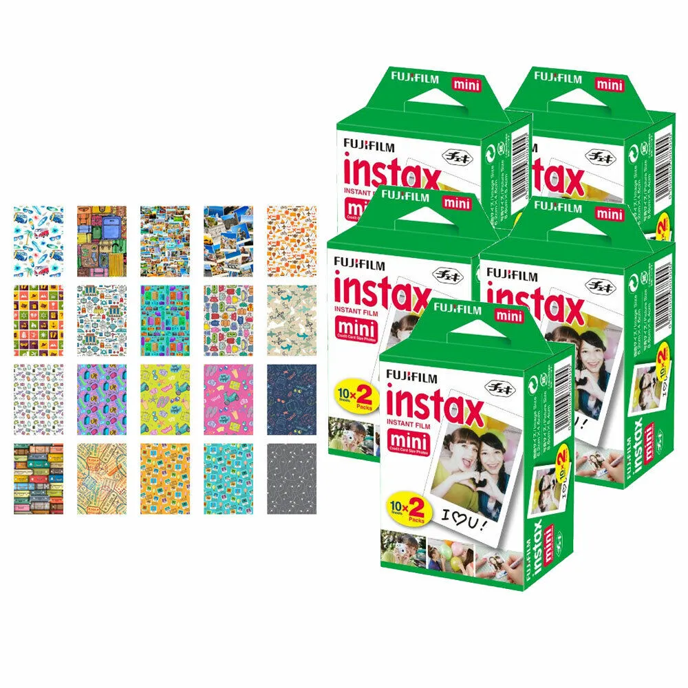 Fujifilm Instax Mini Instant Film 20 Exposures, 20 Sticker Frames for Fuji Instax Prints, Bundle