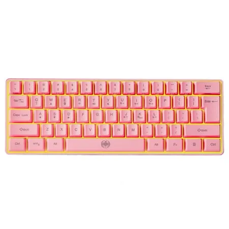 61 Keys Wireless Keyboard BT+2.4G Dual-mode Keyboard with RGB Backlight Effect ABS Two-color Injection Molding keycap Pink