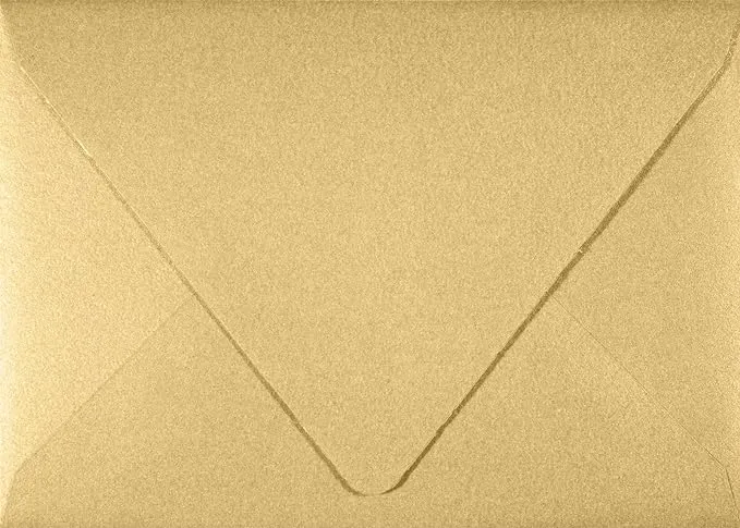 LUXPaper 4Bar A1 Contour Flap Invitation Envelopes | 3 5/8" x 5 1/8" | Blonde Metallic | 81lb. Text | 50 Qty