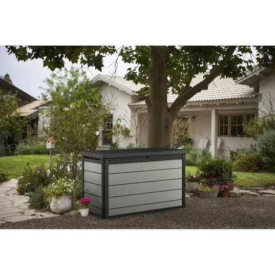 Keter Deck Box Outdoor Storage 200-Gal Large Durable Resin Plastic Lockable Gray