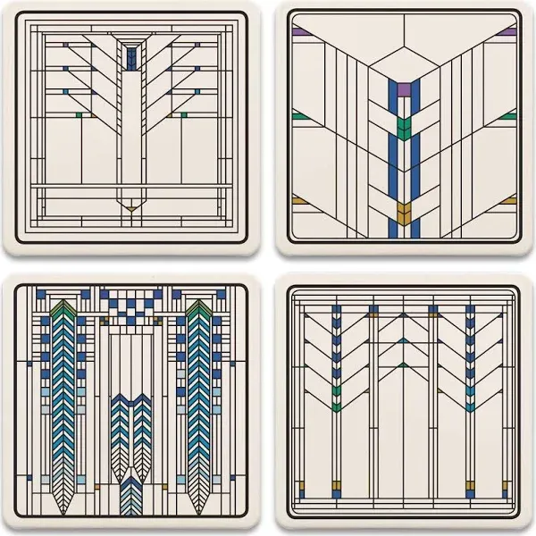 CoasterStone AS10188 Ennis House Windows Coaster Set, Multicolor