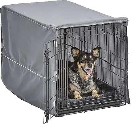 Midwest Homes for Pets Double Door Dog Crate Kit Includes One Two-Door Crate, Matching Gray Bed & Gray Crate Cover, 36-Inch Kit Ideal for Medium Dog