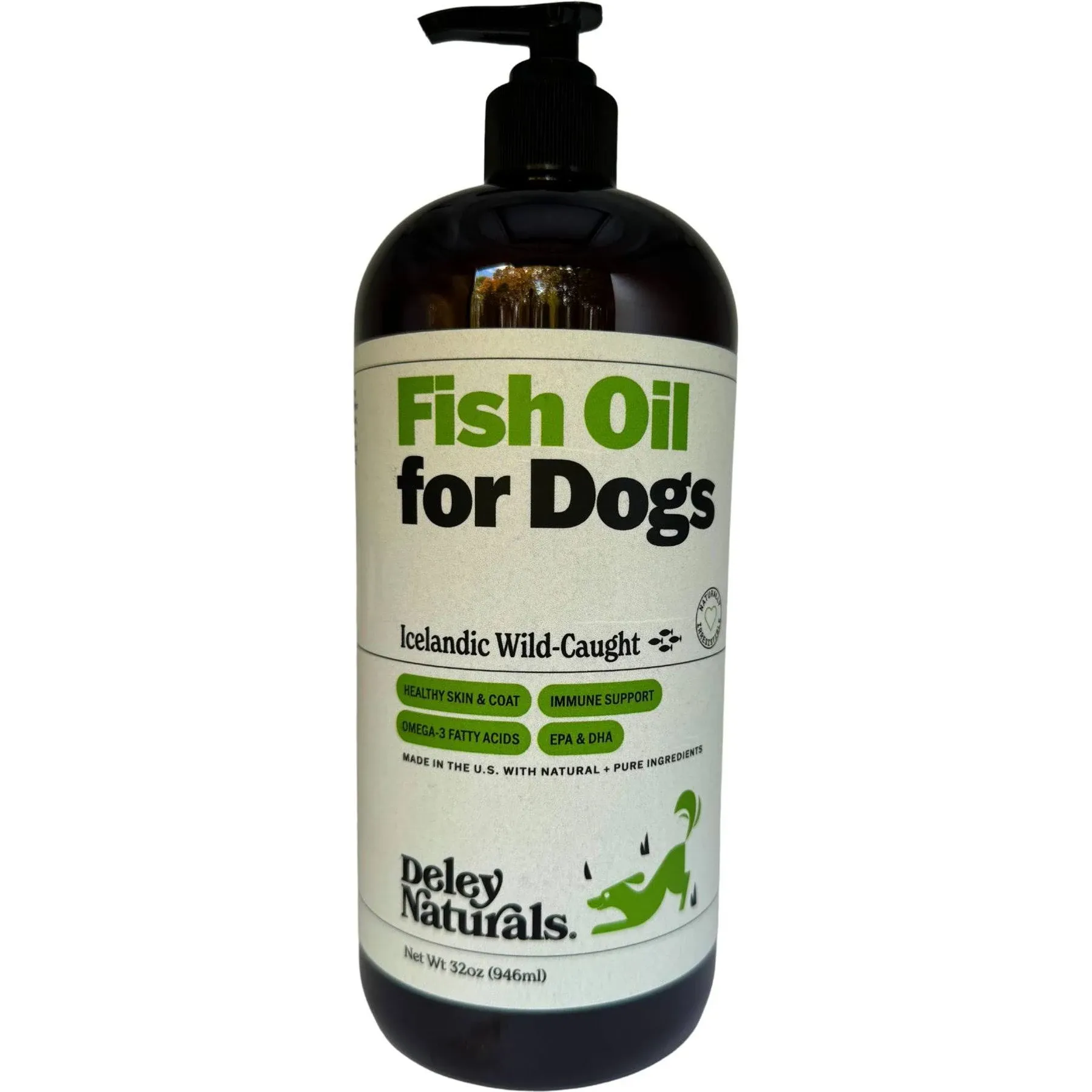 Wild Caught Fish Oil for Dogs, Supports Skin, Coat, Joints, Heart, Brain (32oz)