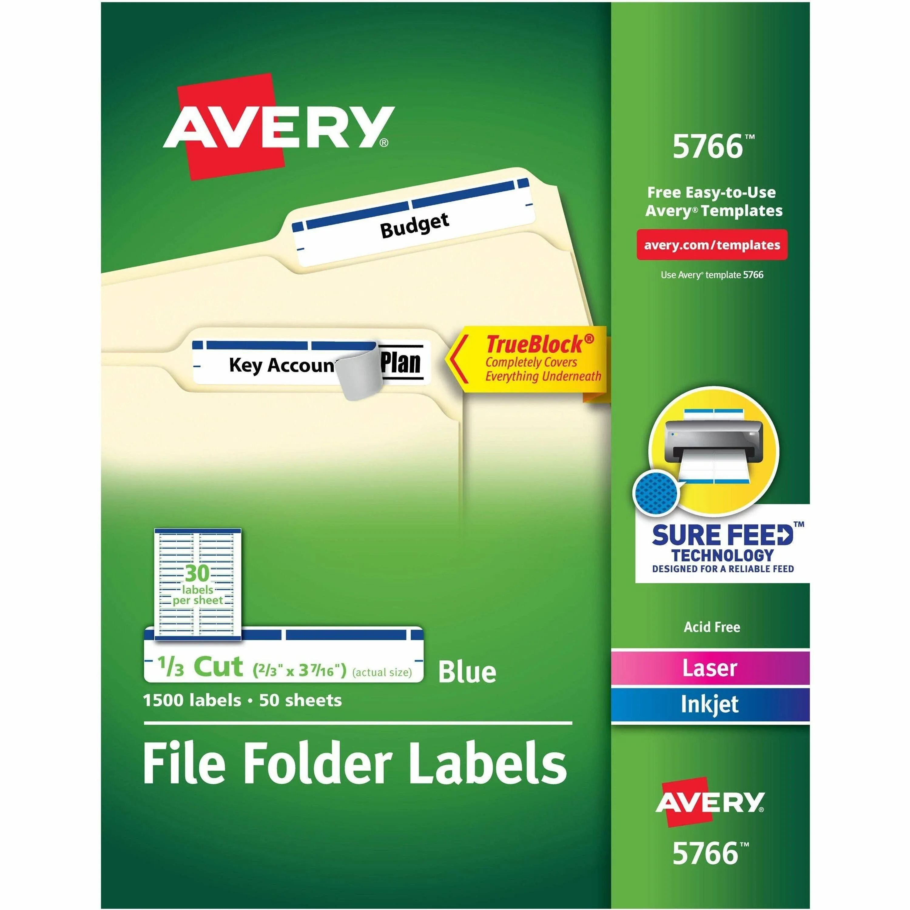 Avery Permanent TrueBlock File Folder Labels