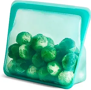 Stasher Reusable Silicone Storage Bag, Food Storage Container, Microwave and Dishwasher Safe, Leak-free, Stand Up - Mid, Aqua