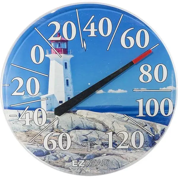 EZRead Indoor/Outdoor Dial Thermometer - 12.5 in - Lighthouse - 2151