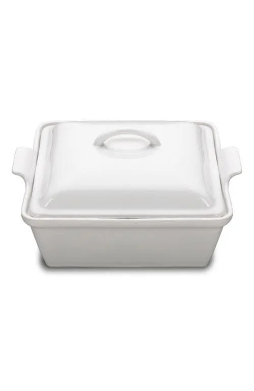 Le Creuset Stoneware Heritage Covered Square Casserole, 2.5 qt. (9"), Meringue