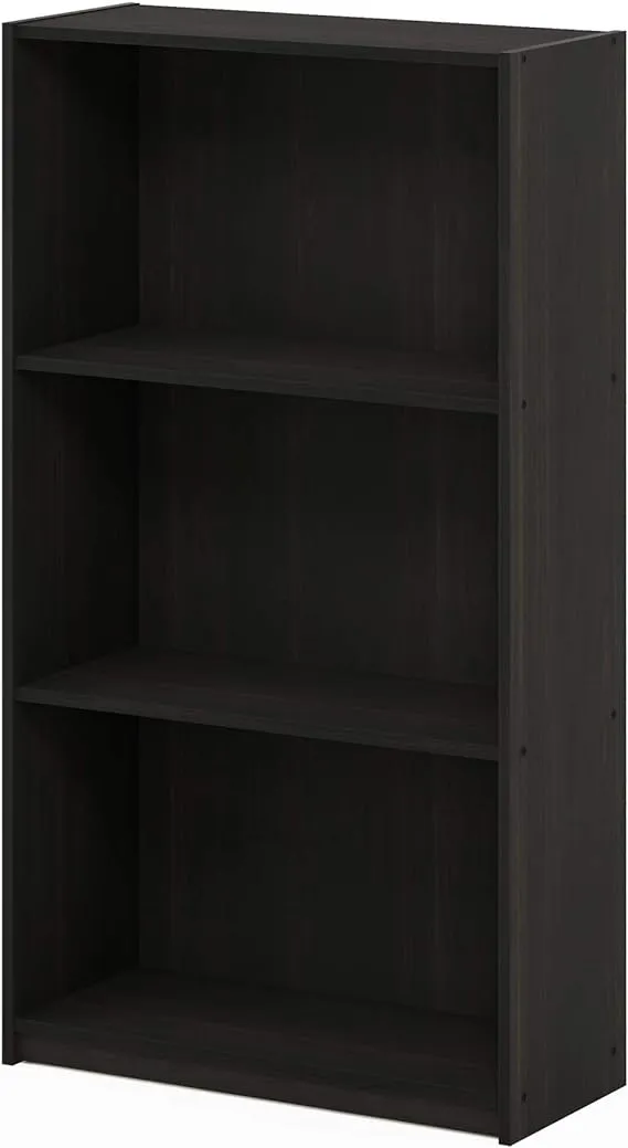 39.5 in. Dark Espresso Wood 3-Shelf Etagere Bookcase with Storage