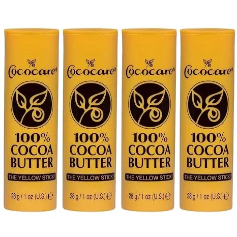 Cococare Barra de manteca de cacao 100% – Emoliente de manteca de cacao totalmente natural para la hidratación y protección de la piel – The Yellow Stick – (paquete de 6)