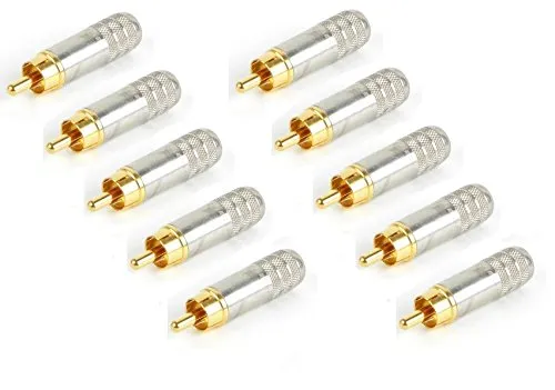 (10 Pack) Switchcraft 3502AAU RCA Male Cable End Nikel/Gold Shielded Solder Type