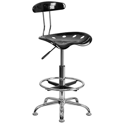 Flash Furniture Plastic Drafting Stool, Gray/Vibrant Black (LF-215-BLK-GG)