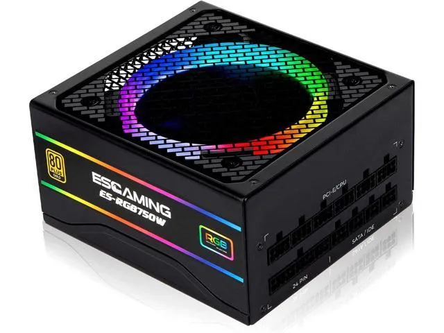 ESGAMING Power Supply 850 Watt, 80+ Gold Certified, Fully Modular RGB Power ...