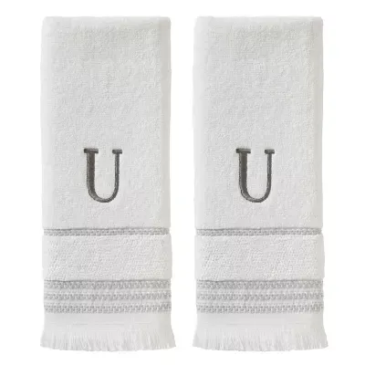 SKL Home Casual Monogram U Hand Towel Set, White, 2 pc.