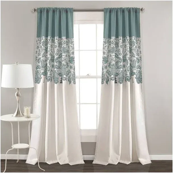 Set of 2 Estate Garden Print Light Filtering Window Curtain Panels - Lush Décor