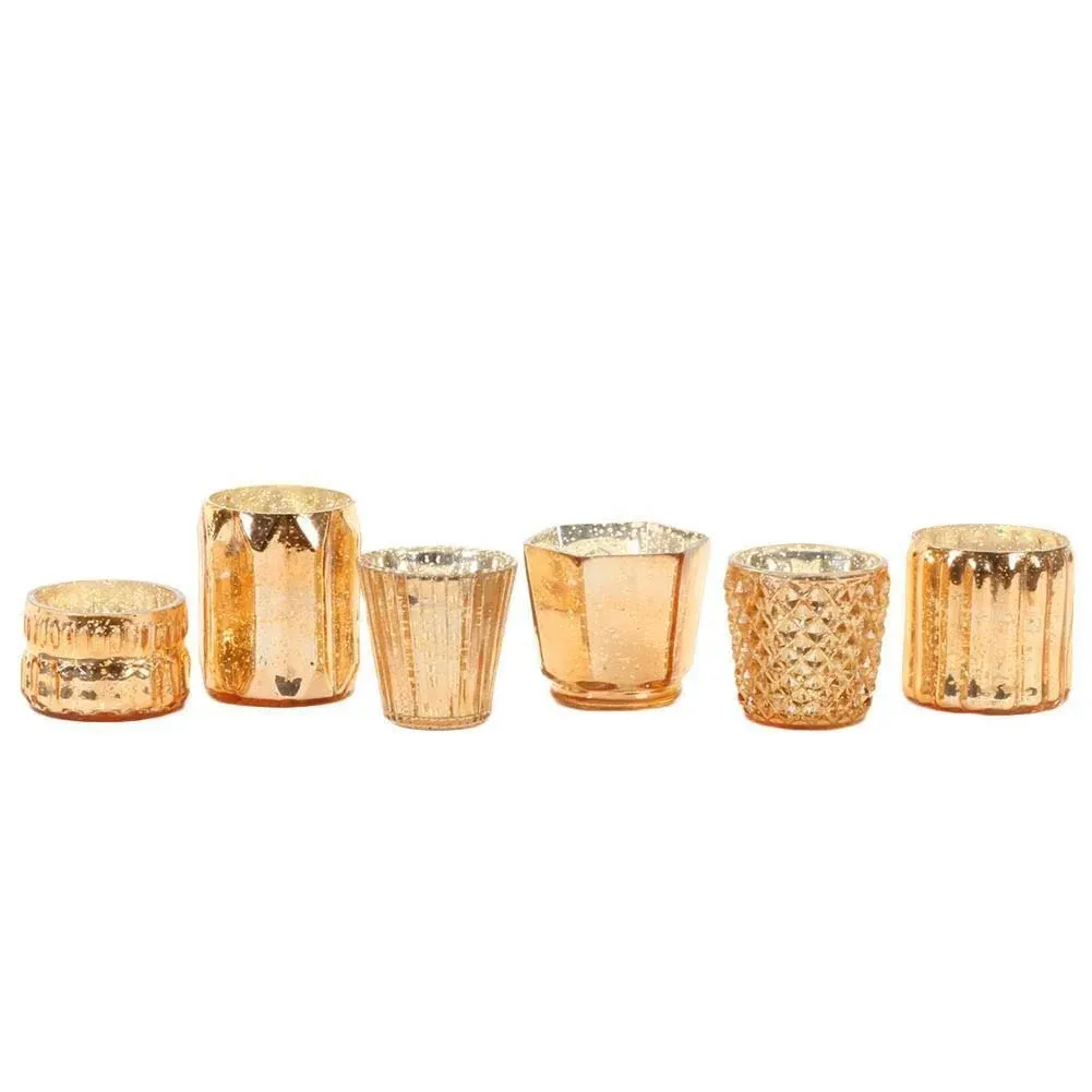 Koyal Wholesale Copper Mixed Glass Candle Holders