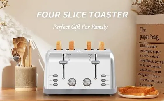 Toaster 4 Slice ,Retro Toater with 7 Shade Settings ,Best Toaster for Waffles, 4