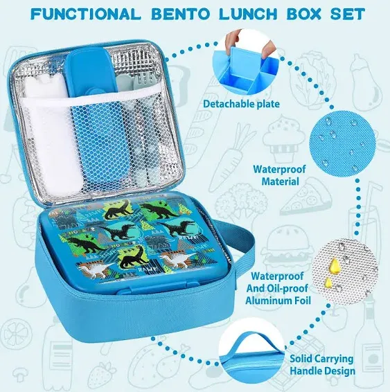 JXXM Bento Lunch Box for Kids with 8oz Soup Thermo,Leak-proof Lunch Containers with 5 Compartment,Thermo Food Jar and Lunch B