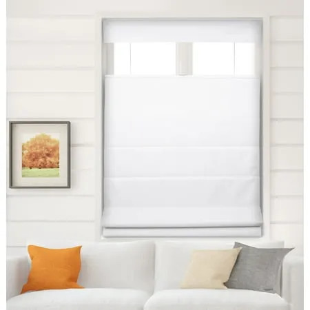 Pure White Cordless Top Down Bottom Up Room Darkening Fabric Roman Shades 24 in. W x 72 in. L