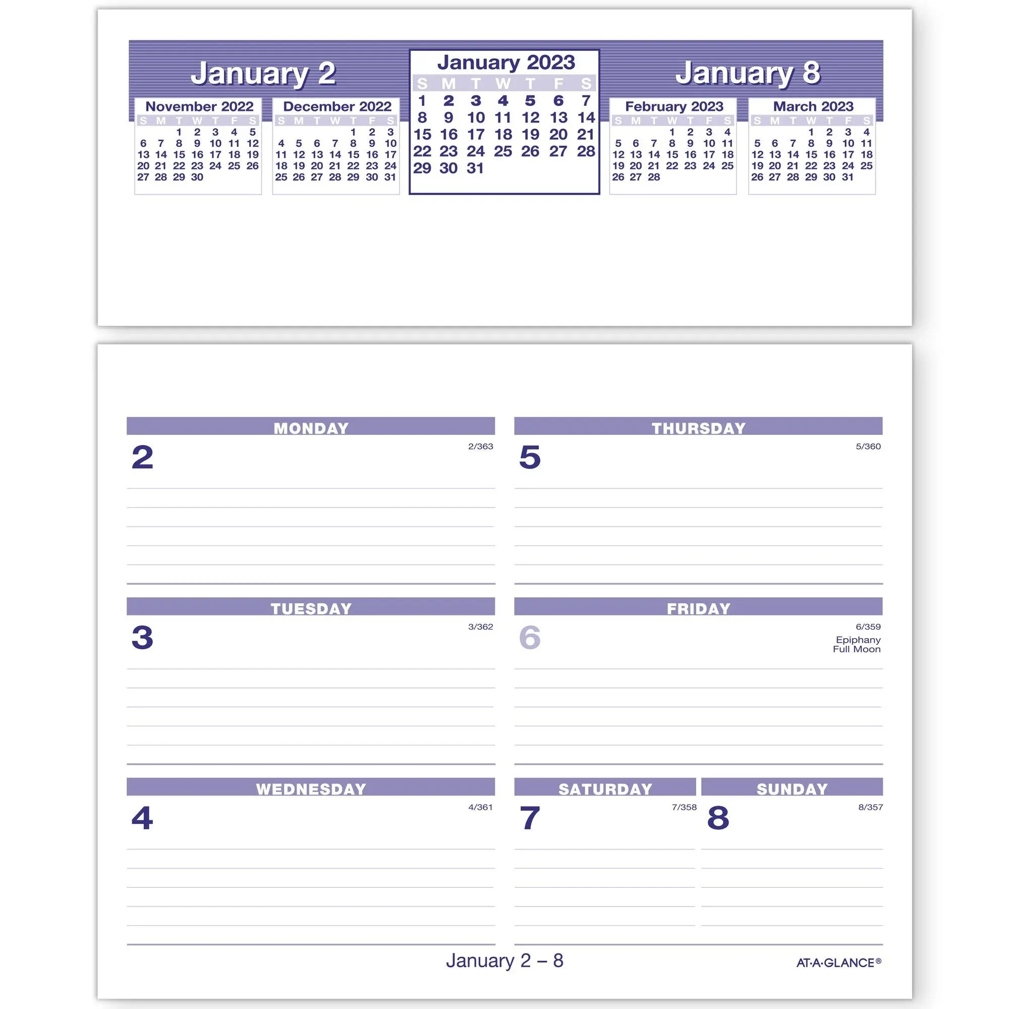 At-a-glance Flip-A-Week Desk Calendar Refill 7 x 6 White Sheets 12-Month Jan to Dec 2024