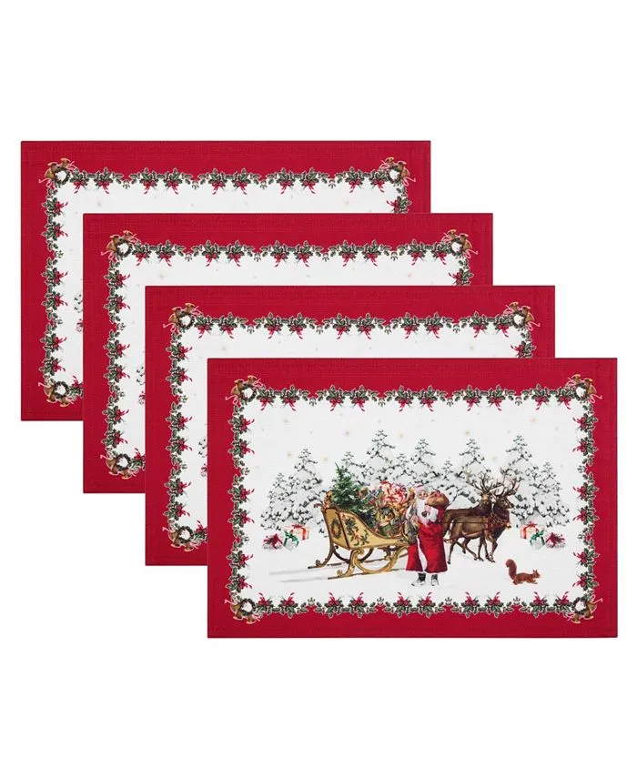 Elrene Home Fashions Villeroy & Boch Elrene Home Fashions Toy's Fantasy Holiday Engineered Placemats, Set of 4, 13"x19", Multi