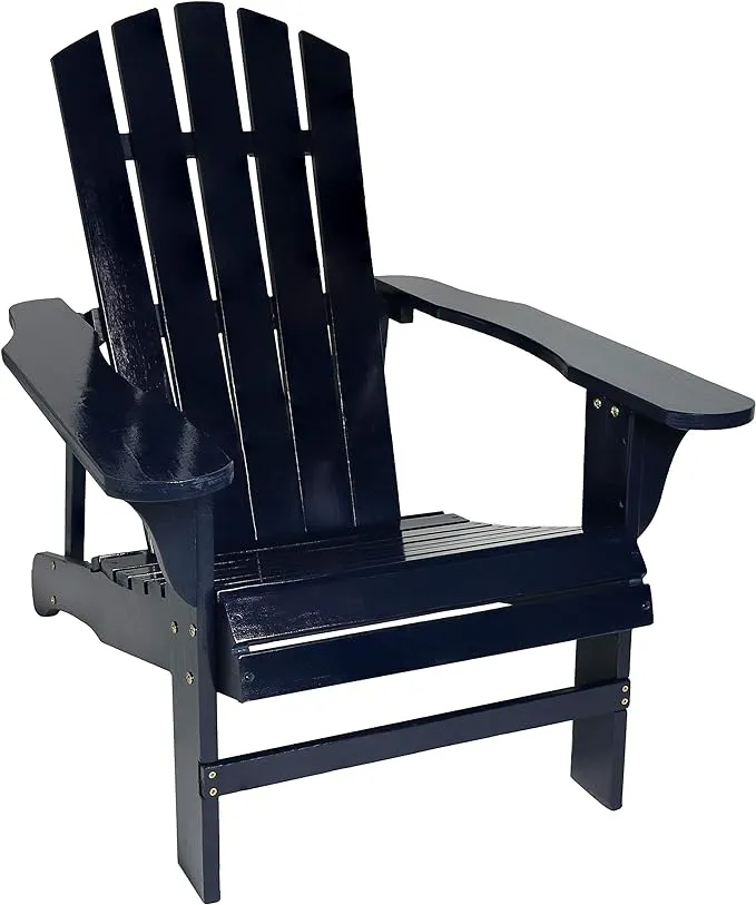 Sunnydaze Coastal Bliss Painted Natural Fir Adirondack Chair - 250 lb Weight Capacity - Navy Blue