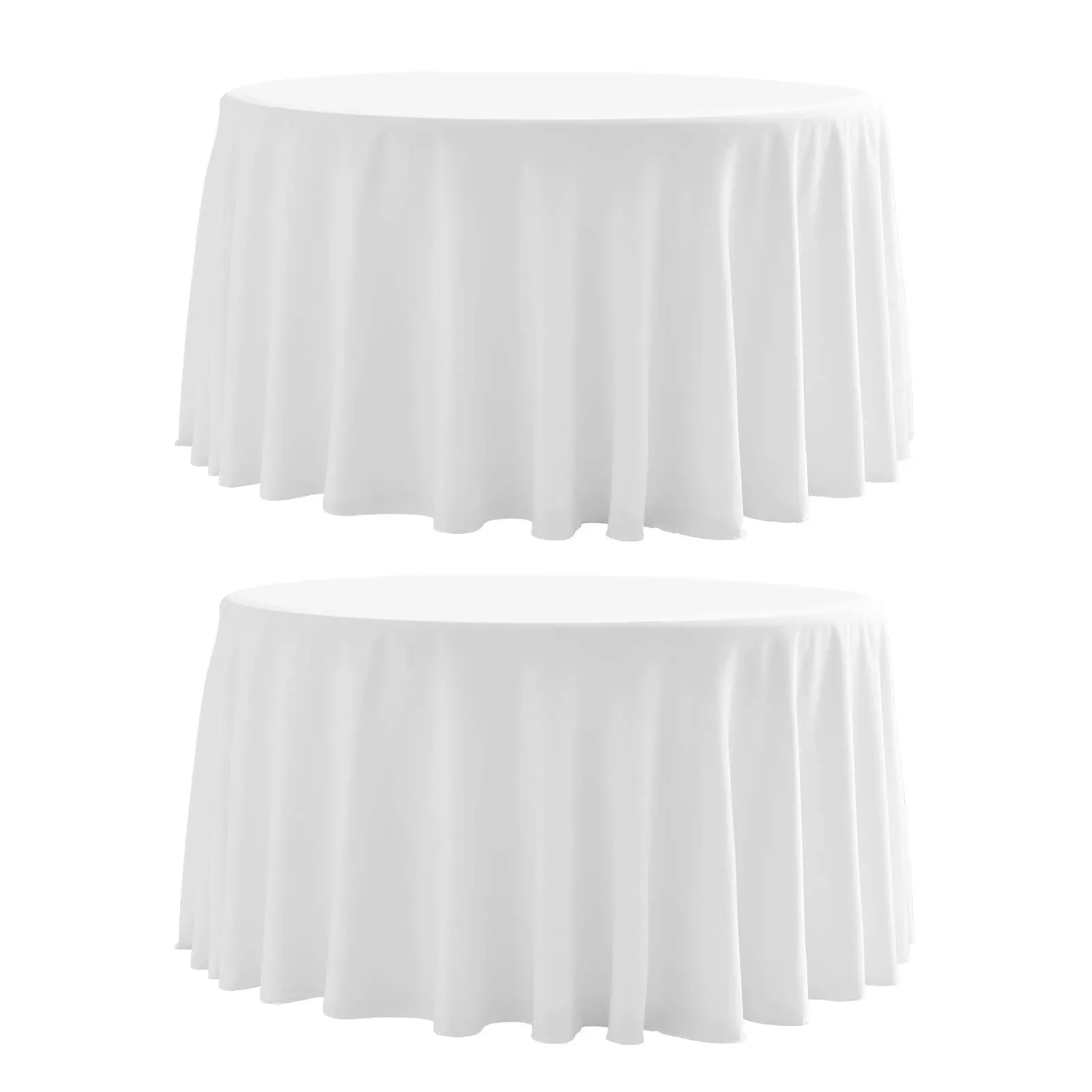 Round Tablecloth,2 Pack 120inch Stain and Wrinkle Resistant Polyester Table Cloth,Decorative Fabric Table Cover for Kitchen,Dinning,Party,Wedding Round(White)