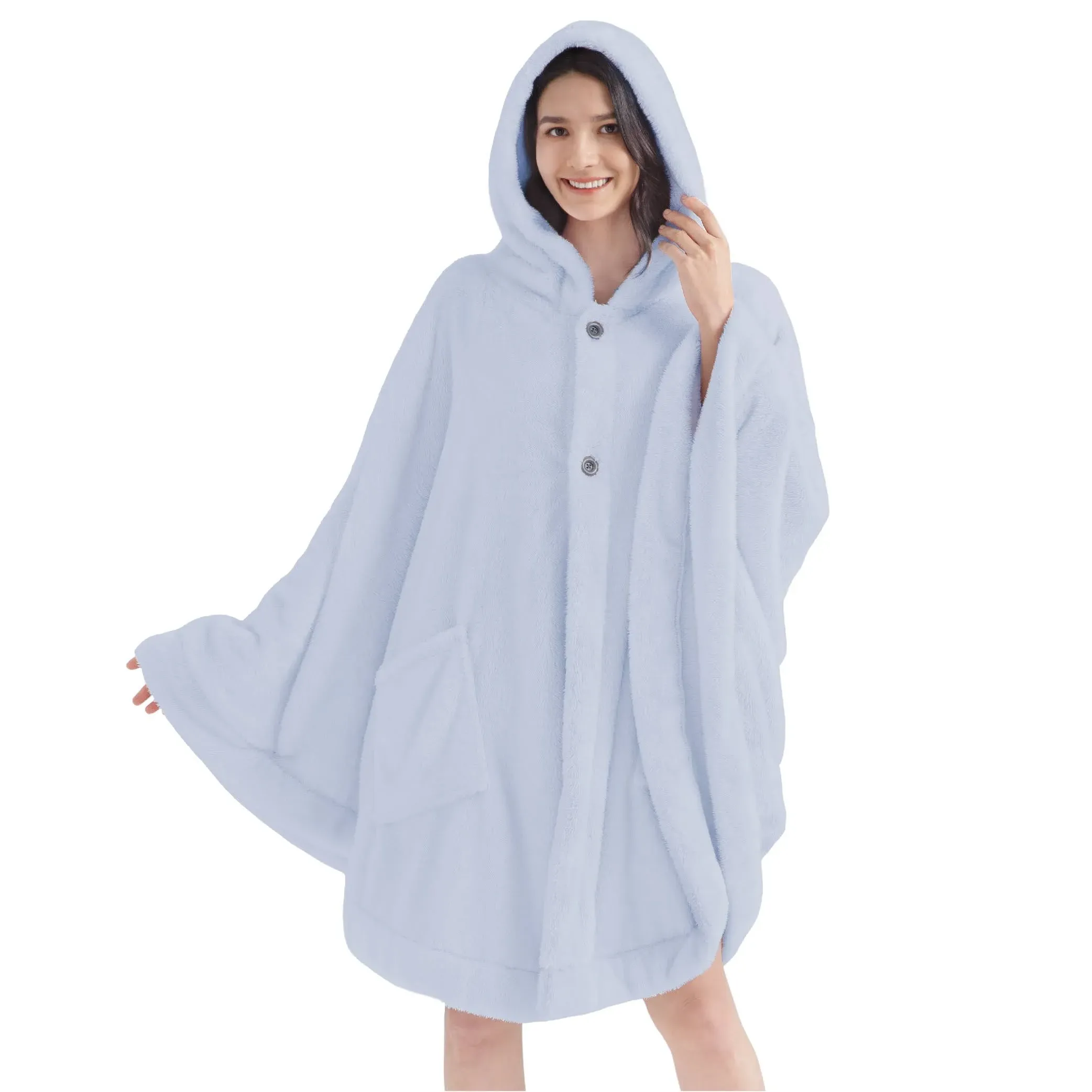 PAVILIA Angel Wrap Hooded Blanket Poncho, Wearable Blanket Throw Wrap Poncho for ...