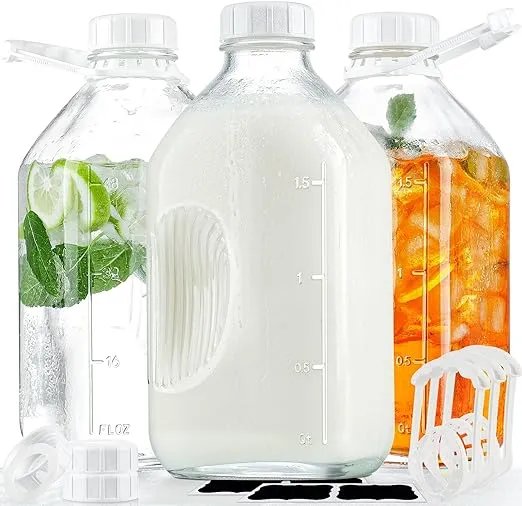 Syntic 3 Pack 2 qt Glass Milk Bottles