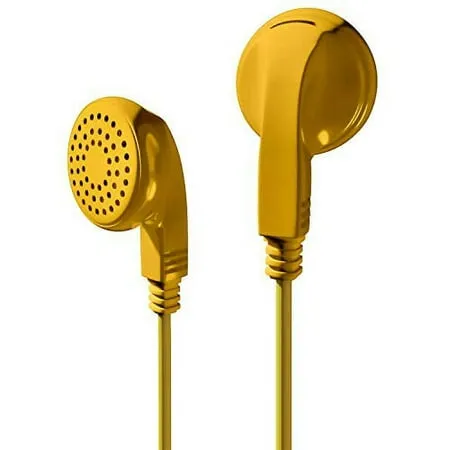 Bulk Earphones Earbuds Headphones Wholesale Lot Inexpensive Disposable Replacement for Kids Individually Bagged for School Classroom Students (50 Pack Yellow)