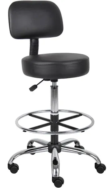 Boss Office Products B16245-BK Be Well Medical Spa Drafting Stool with Back, Black