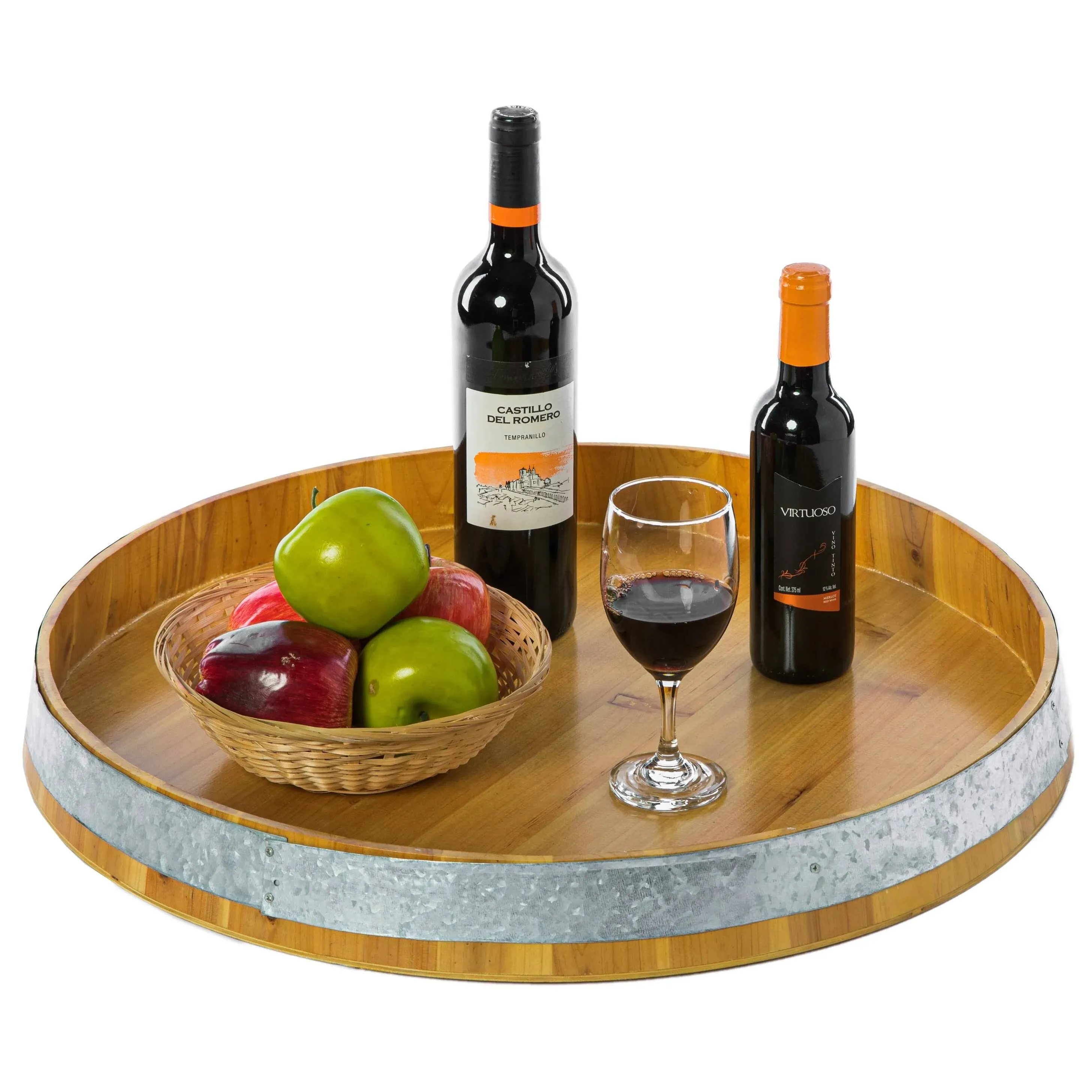 Vintiquewise Large Barrel Head Decorative Storage Serving Tray