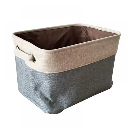 Foldable Storage Bin Large Storage Basket Bin Storage Cube Box Foldable Canvas Fabric Collapsible Organizer with Handles for Home Office Closet Grey/Tan