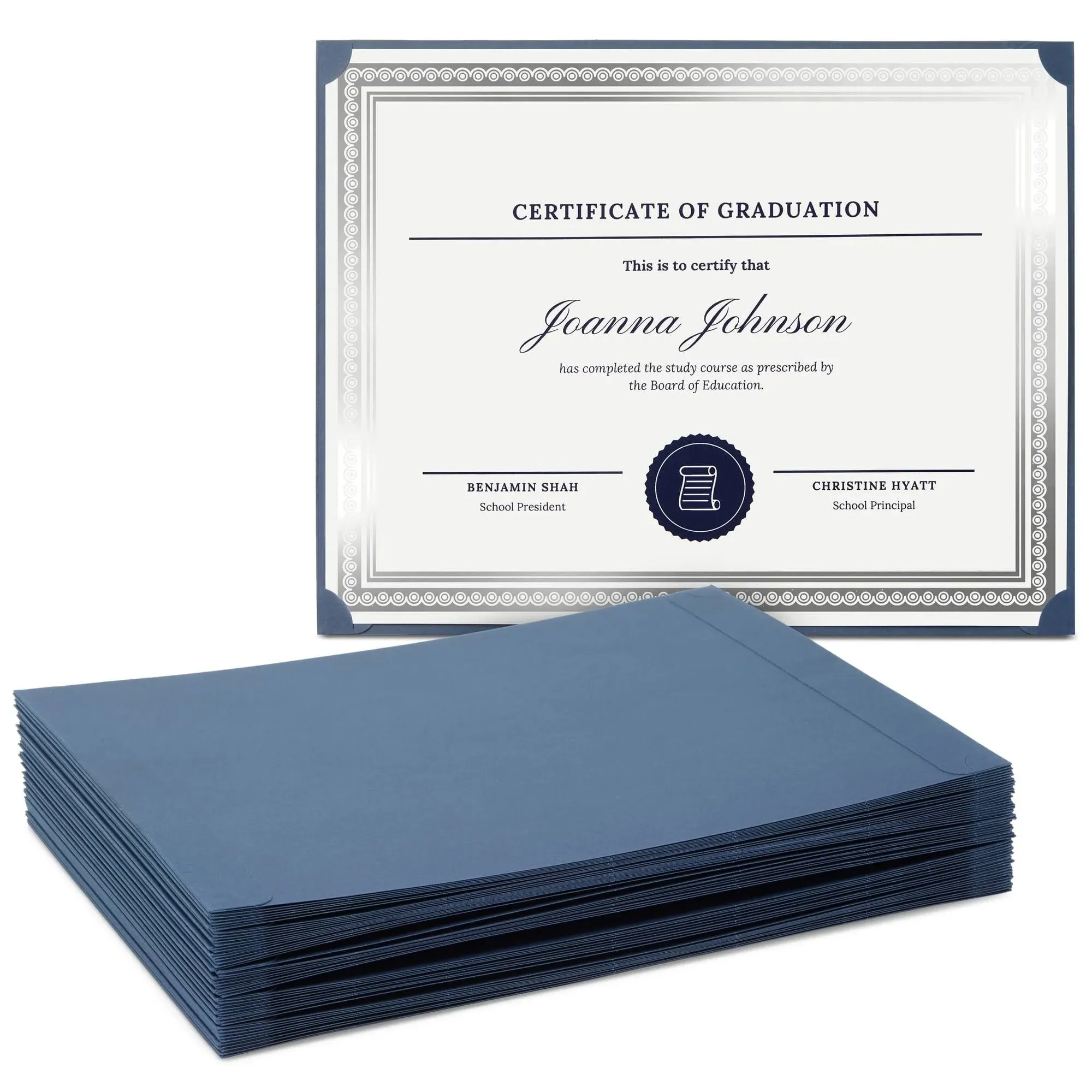 48-Pack Certificate Holder - Diploma Holder, Single Sided Holder for Letter - Blue