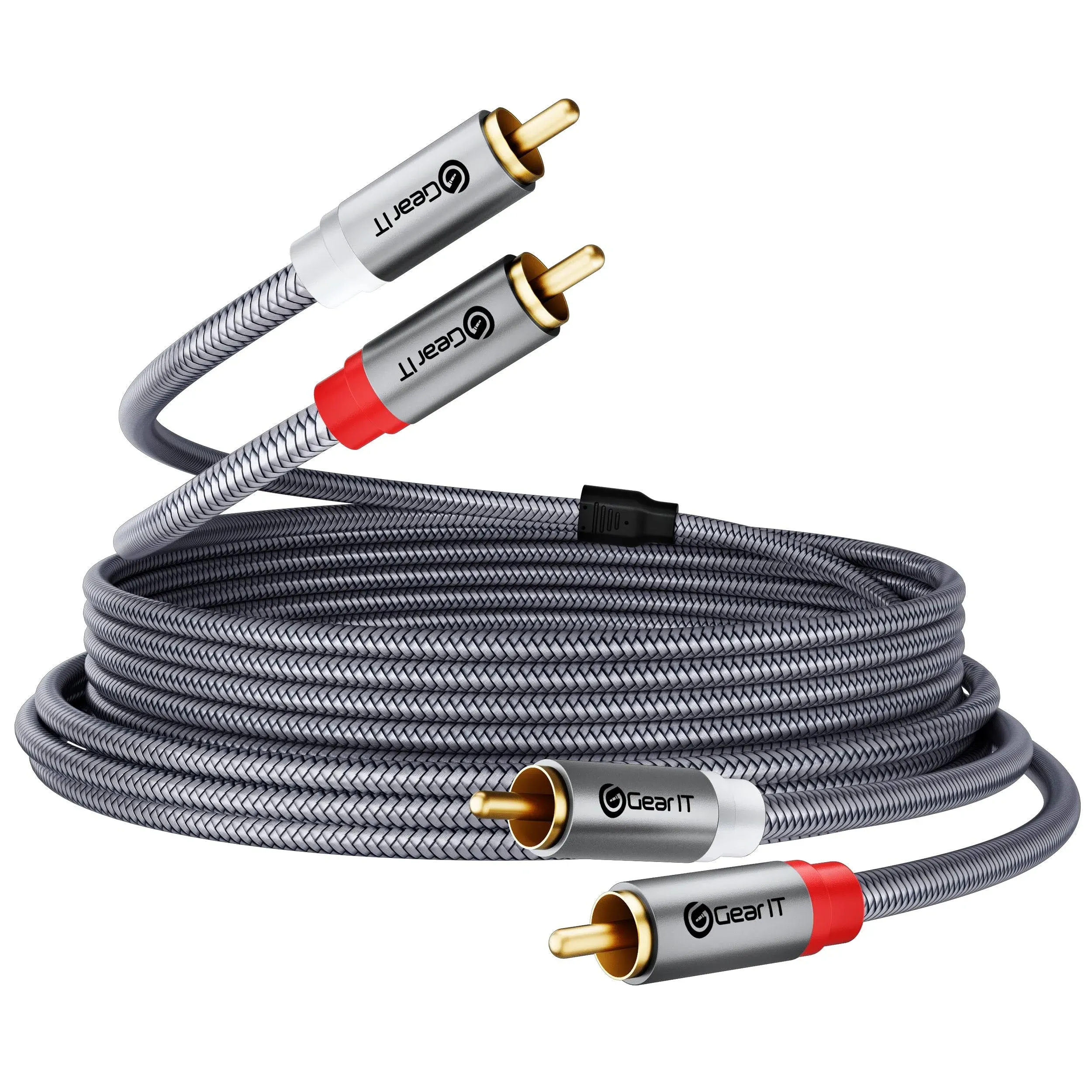 GearIT RCA Cable (6.6ft) 2RCA male to 2RCA male Stereo Audio Cables Shielded Braided RCA Stereo Cable for Home Theater, HDTV, Amplifiers, Hi-Fi