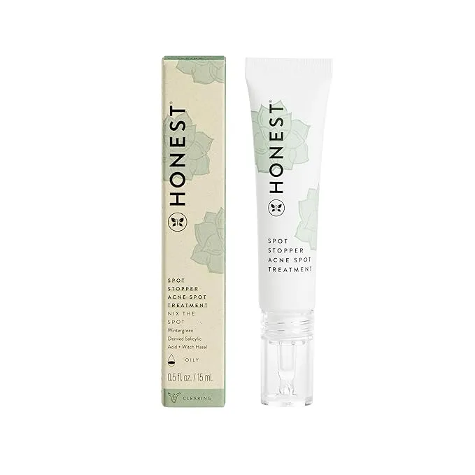 Honest Beauty Acne Fighting Spot Treatment for Oily Skin | Salicylic + Glycolic Acid, Witch Hazel | Vegan + Cruelty Free | 0.5 fl oz