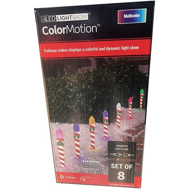 Gemmy ColorMotion Candy Stripe Pathway Markers Set