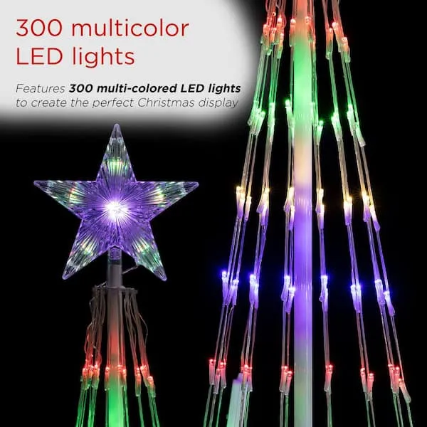 Alpine Corporation 83" Christmas Tree Tower with 8 Functions and 300 LED Lights