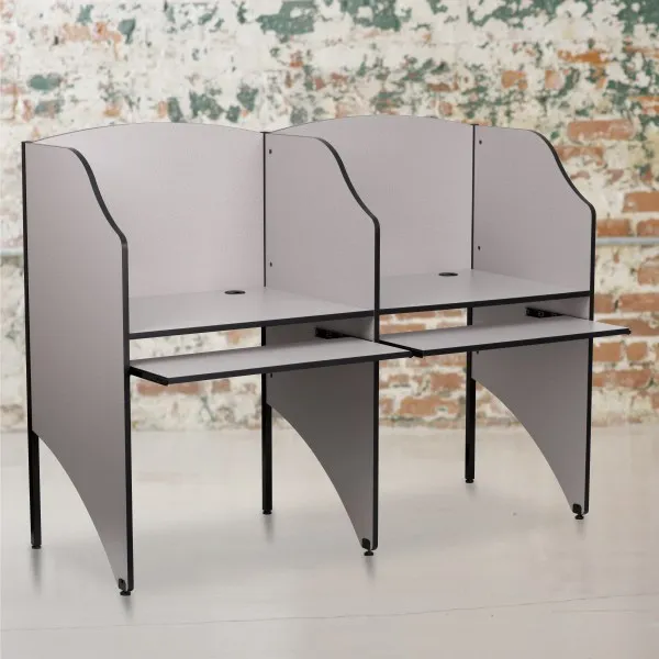 Flash Furniture Add-On Study Carrel, 49 5/8&quot;H x 32&quot;W x 24 7/16&quot;D, Nebula Gray