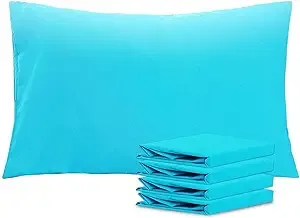 NTBAY Queen Pillowcase Set - 4 Pack Brushed Microfiber 20x30 Pillowcases - Soft, Wrinkle-Free, Fade-Resistant, Stain-Resistant, Blue Pillowcases with Envelope Closure - 20x30 Inches, Blue