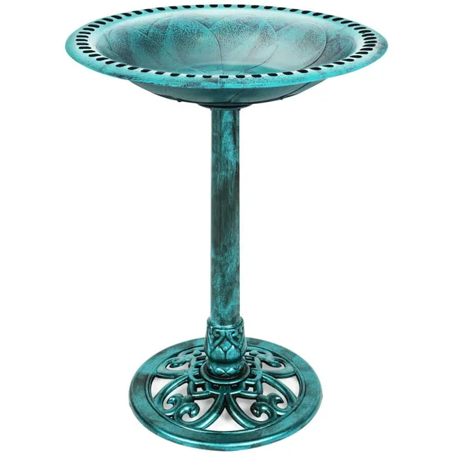 Best Choice Products Outdoor Garden Pedestal Bird Bath Vintage Decor Green