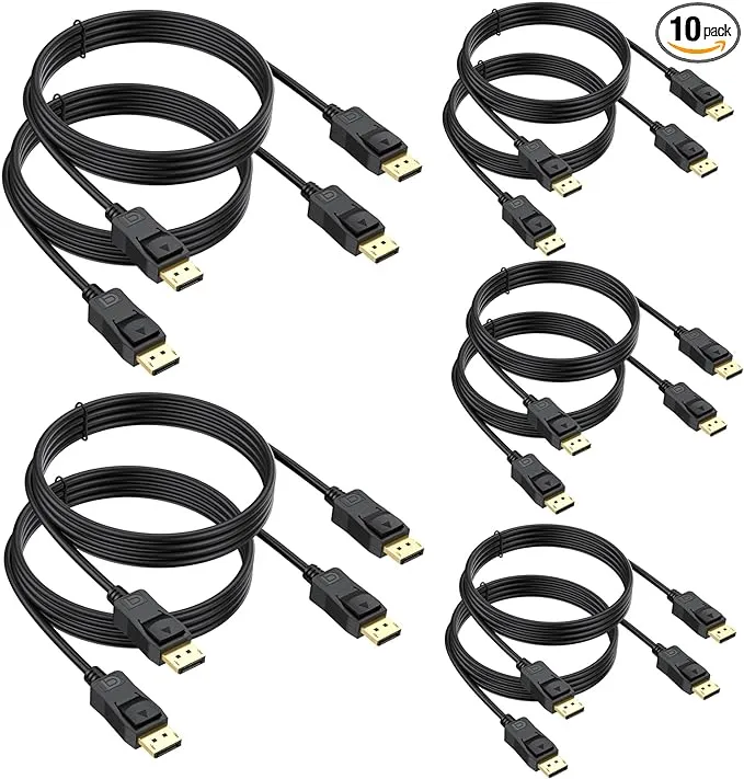 4K DisplayPort Cable 3FT 10-Pack, Display Port to Display Port Cable for Monitor DP to DP Cable Male to Male Adapter 4K@60Hz, 2K@144Hz, 1080P