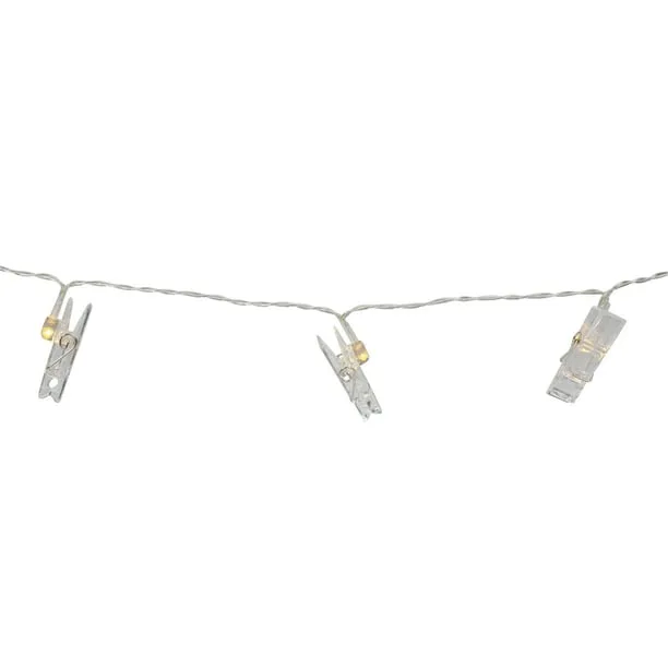 Northlight 15-Count Clear Clothes Pin Photo Holding LED String Lights - 6.5ft, Warm White