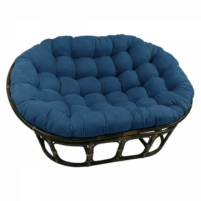 International Caravan Rattan Double Papasan Chair with Twill Cushion