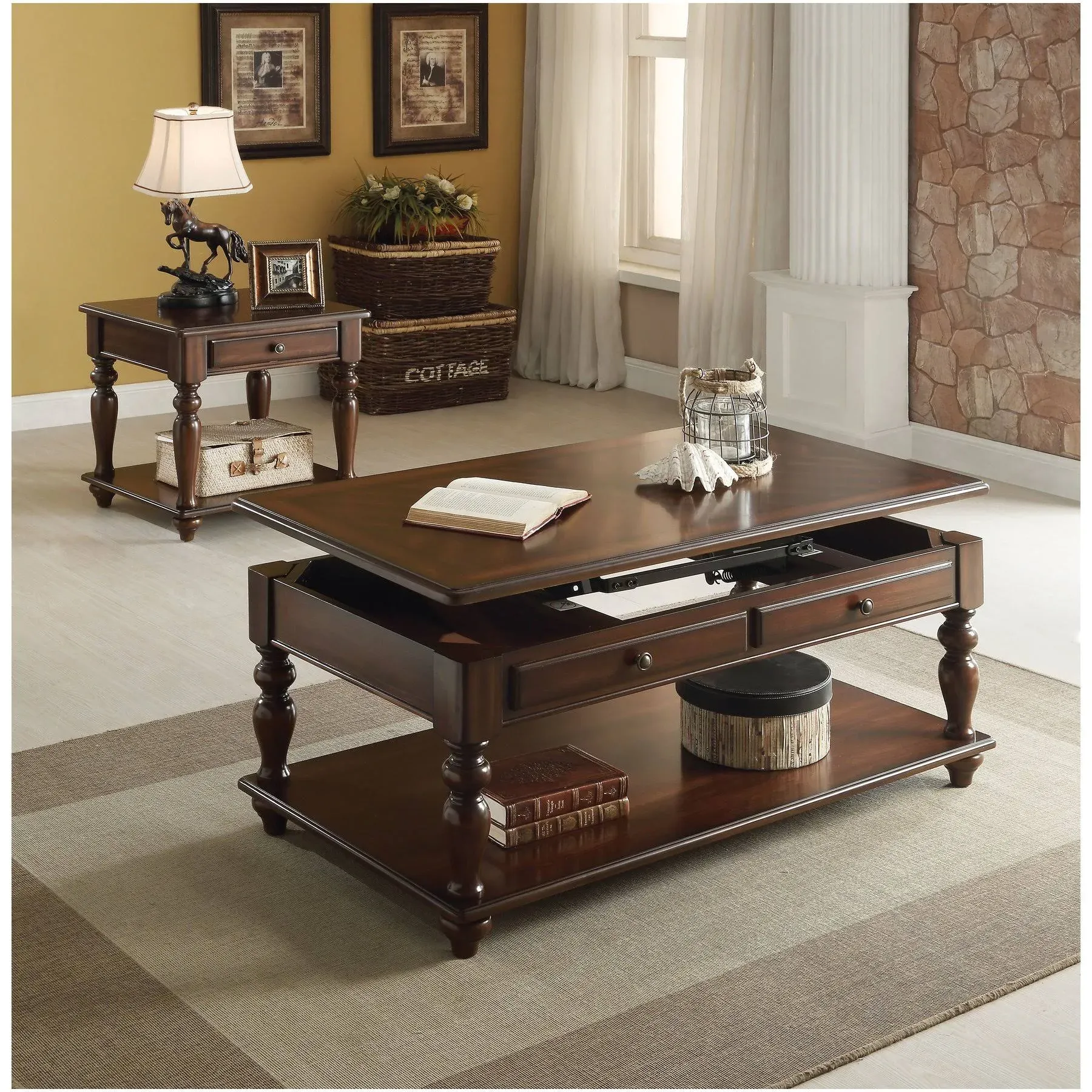 ACME Farrel Walnut Finish Farrel Coffee Table Model 82745