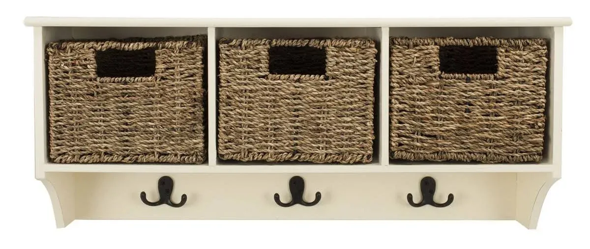 SAFAVIEH Finley Hanging 3 Basket Wall Rack | White |