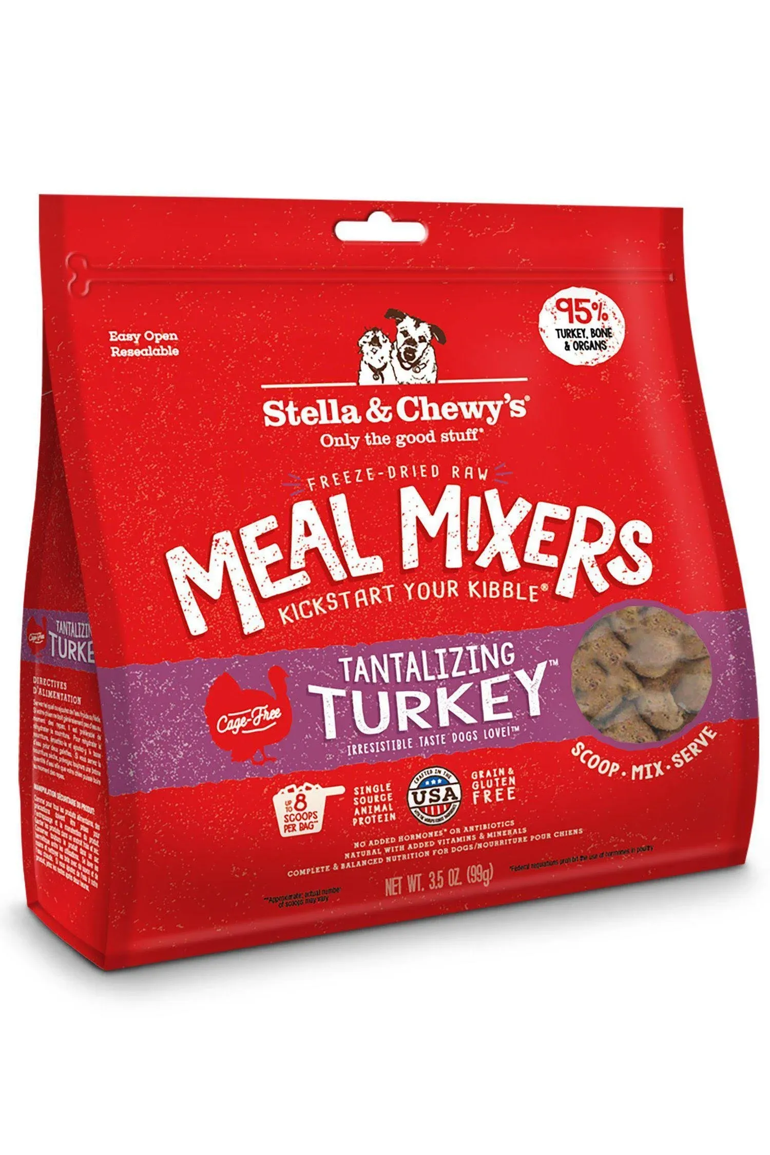 Stella & Chewy's Meal Mixers Freeze-Dried Dog Food, Tantalizing Turkey - 18 oz bag